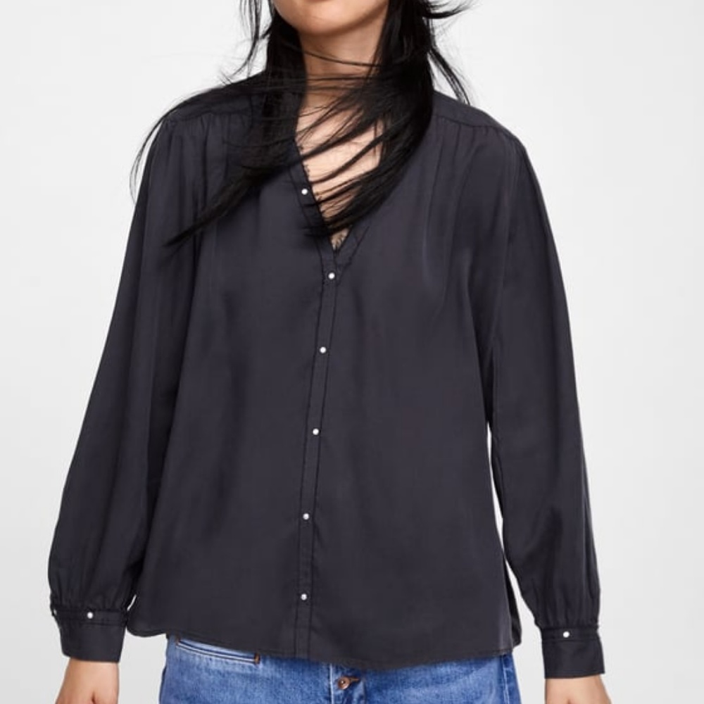 COPY - Zara Black Studded Blouse - Medium - NWT - Picture 4 of 9